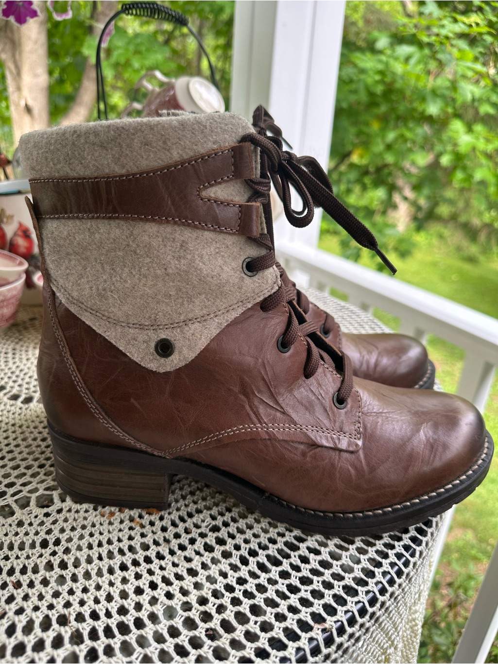 Dromedaris Women's Kara Burel Brown Lace-Up Side Zip Ankle Boots Size Eu41